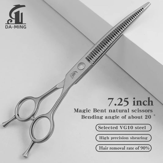 Bending Magic Scissors  7.25 Inch  Curved Professional Pet Grooming Shears for Salon Use Natural Precision Trimming VG10 Steel