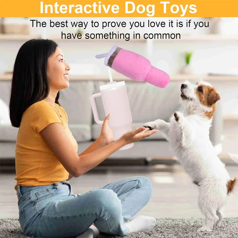 Safe Squeaky Dog Cup Toy Pink - Durable Chew Toy for Small/Medium/Large Aggressive Chewers Birthday & Exercise