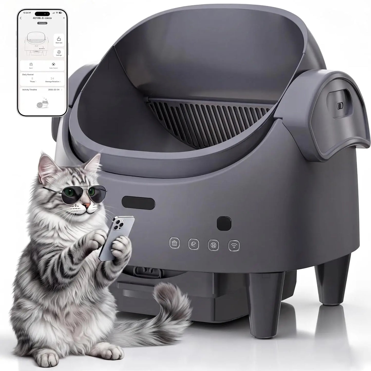 Automatic Litter Box Self Cleaning, Open-Top Electric Cat Litter Box | Smart App Control, 15-Layer Safety Protection, Custom
