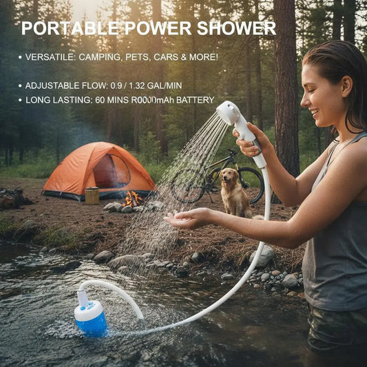 Outdoor Shower Portable Handheld Rechargeable Gentle Pet Bath Sprayer for Dogs and Cats Versatile Water Pump for Car Wash Garden Watering and Flower Care Cordless Low Energy Bath Grooming Equipment Kit