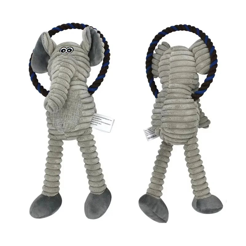 Cute Cartoon Animal Plush Pet Toy Squeaky Durable Chew Resistant Puppy Molar Interactive Play Toys Boredom Relief Dog Chewing