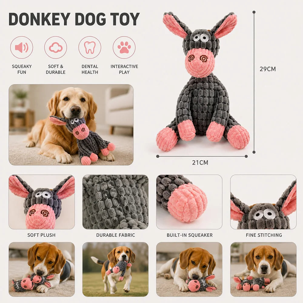 Pet Plush Toy with Squeaker Cat Dog Puzzle Toy Soft Durable Companion Teeth Cleaning Chew Toy Chew Resistant Design