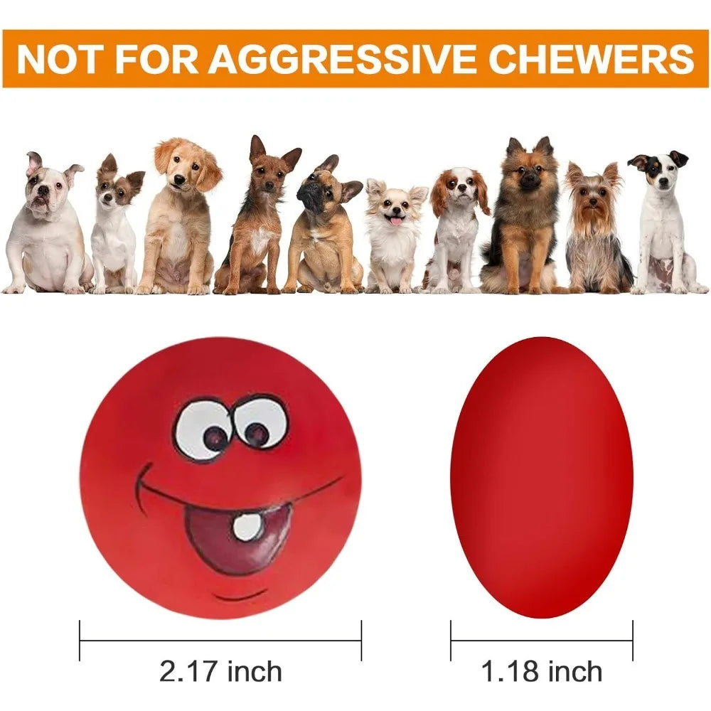 6 Pack Non-Toxic Squeaky Latex Dog Toys, Cute Emoji Dog Balls, Soft Interactive Chew Toys for Small Medium Dogs Puppies, Teeth C