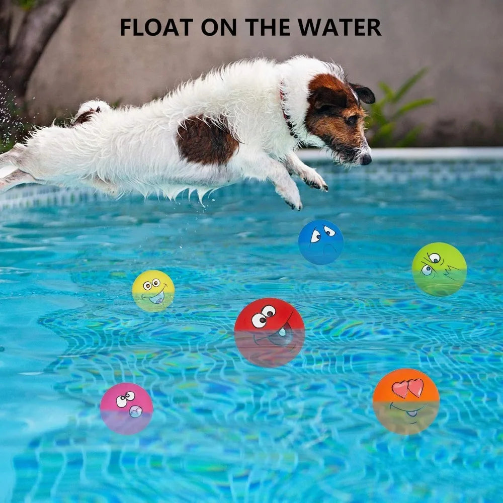 6 Pack Non-Toxic Squeaky Latex Dog Toys, Cute Emoji Dog Balls, Soft Interactive Chew Toys for Small Medium Dogs Puppies, Teeth C