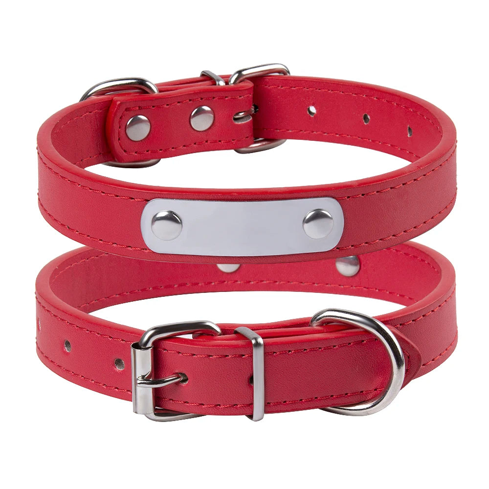 Custom Leather Dog Collar Leash Personalized Pet Collars and Leash Set Durable Leather Collar Lead for Small Medium Large Dogs