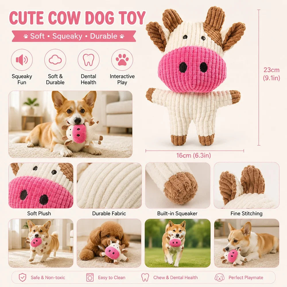 Pet Plush Toy with Squeaker Cat Dog Puzzle Toy Soft Durable Companion Teeth Cleaning Chew Toy Chew Resistant Design