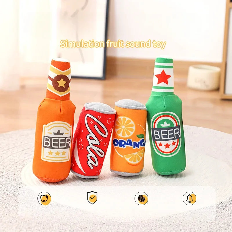 Plush Sounding Toy Beer Bottle Cola Simulation Pet Dog Chewing Toy Puppy Dog Accessories Dog Toys for Large Dogs