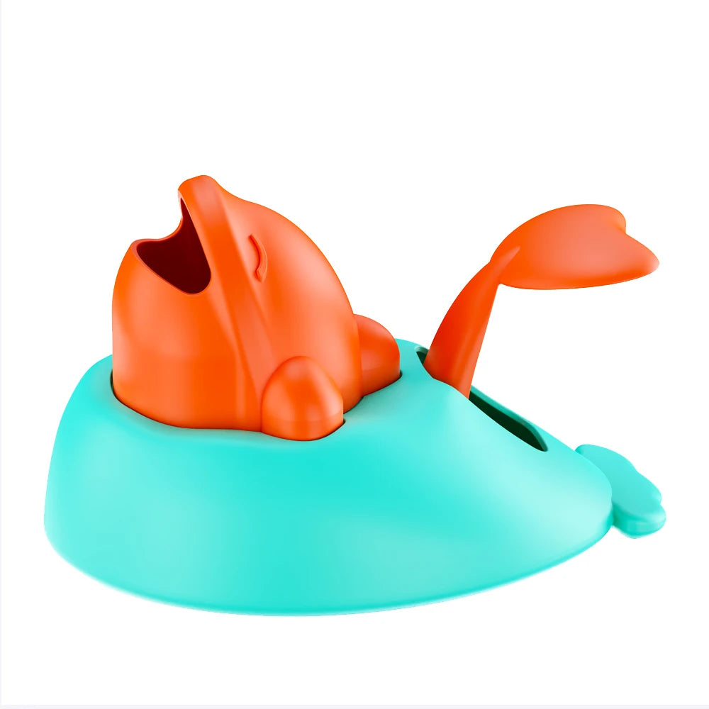 Dog Cat Interactive Food Toy Puzzle Press-to-Dispense Whale Shaped Slow Feeder Boredom Buster Training Reward Dispenser for Pets