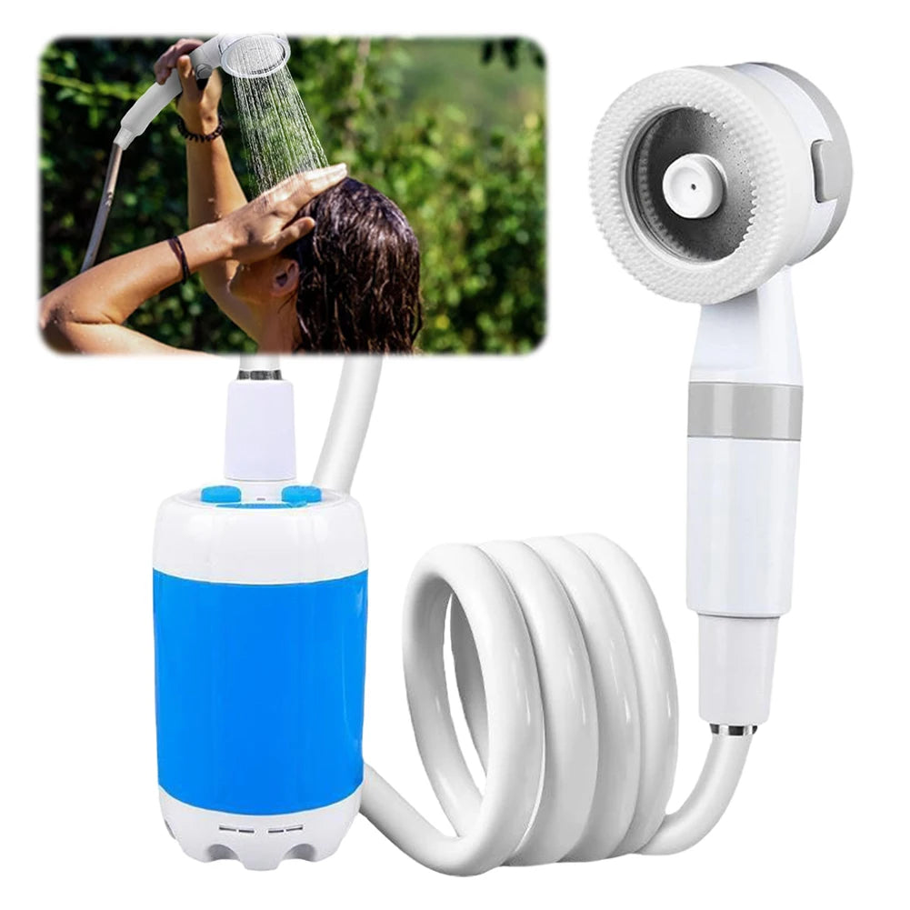 Electric Shower Pump Rechargeable Outdoor Camp Pump Portable Outdoor Shower Head Sprayer for Hiking Car Wash Pet Cleaning