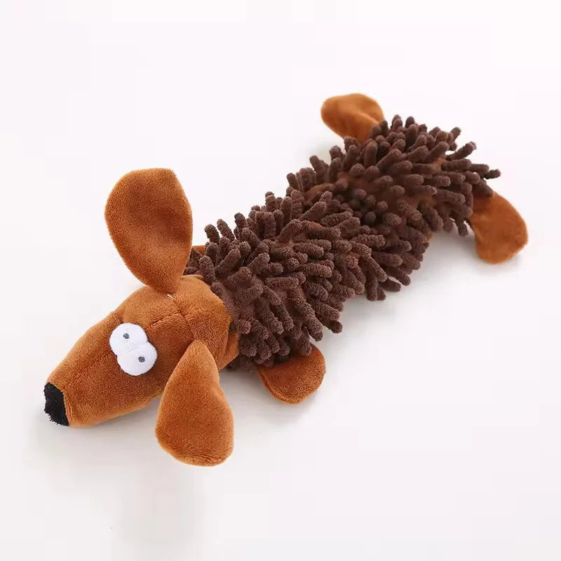 Cute Cartoon Animal Plush Pet Toy Squeaky Durable Chew Resistant Puppy Molar Interactive Play Toys Boredom Relief Dog Chewing