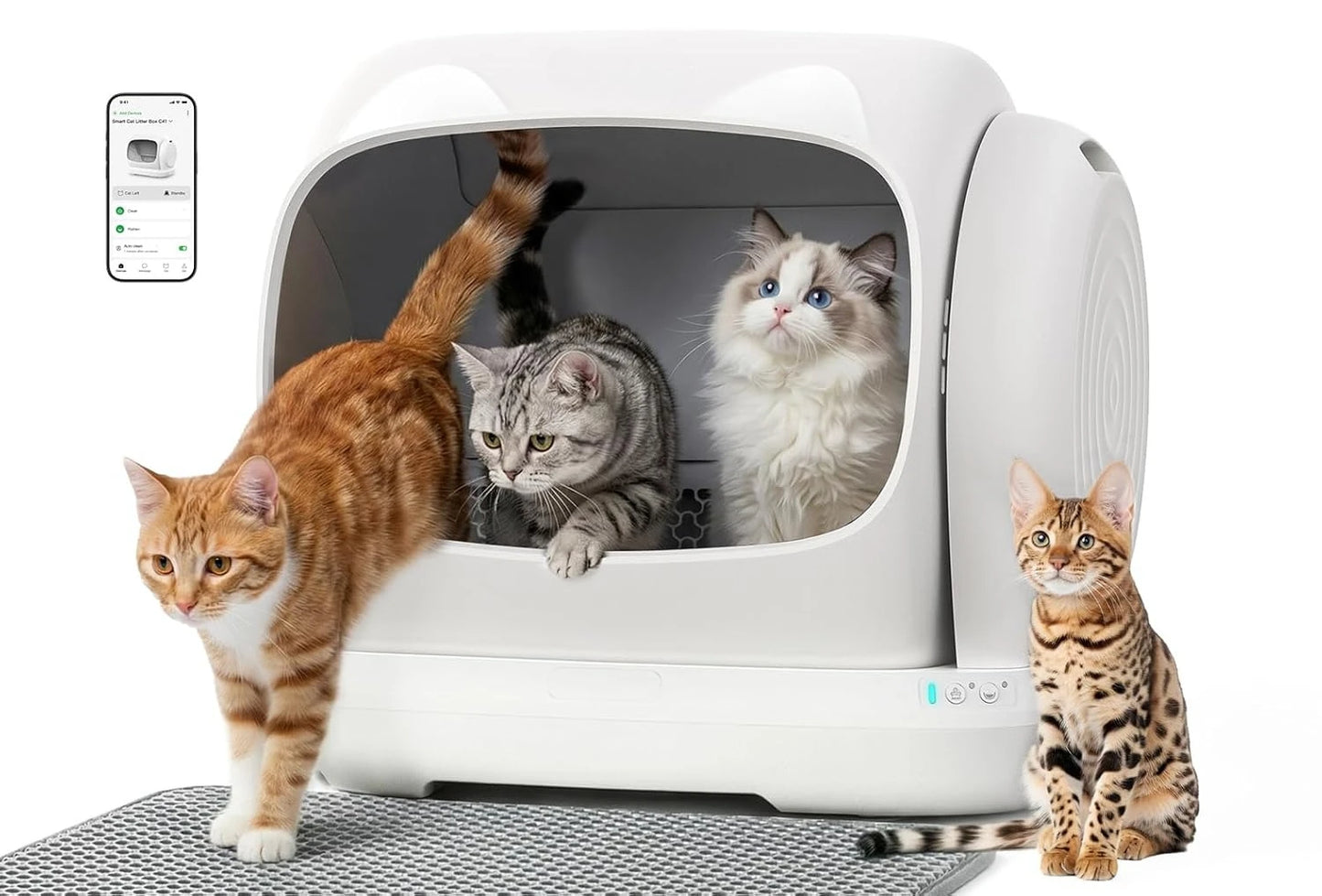 XXXL Automatic Cat Litter Box, Self Cleaning Litter Box for Multiple Cats, Anti-Pinch Safety Protection, Smart APP, Customized