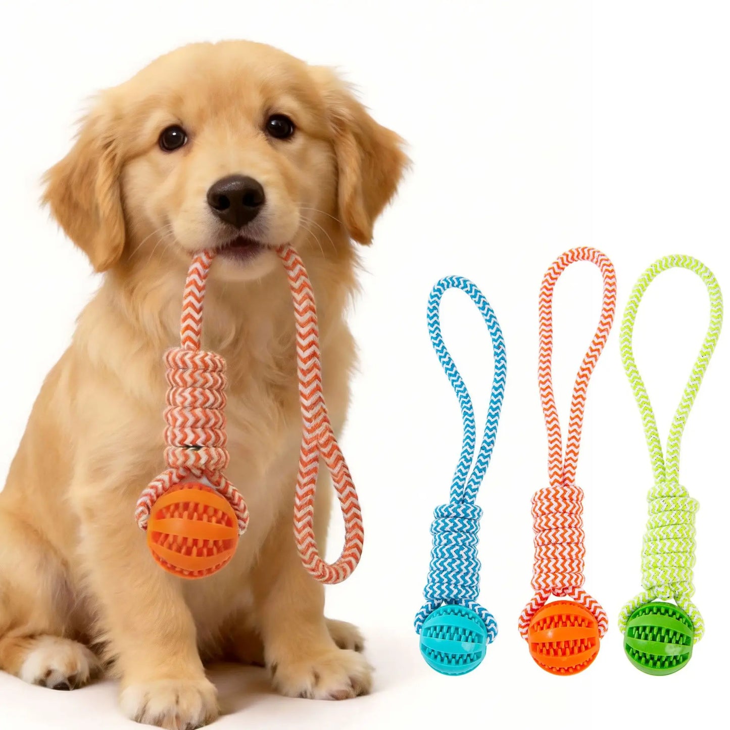 with Leaking Food Ball Interactive Tug of War Chew Toy Teeth Cleaning Bite Resistant Cotton Rope Toy for Small Medium Large Dogs