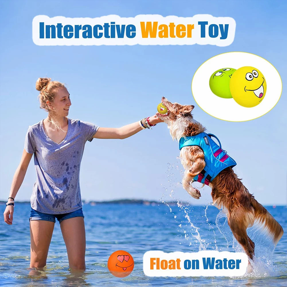 6 Pack Non-Toxic Squeaky Latex Dog Toys, Cute Emoji Dog Balls, Soft Interactive Chew Toys for Small Medium Dogs Puppies, Teeth C