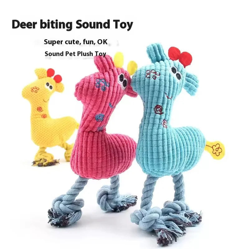Cute Cartoon Animal Plush Pet Toy Squeaky Durable Chew Resistant Puppy Molar Interactive Play Toys Boredom Relief Dog Chewing