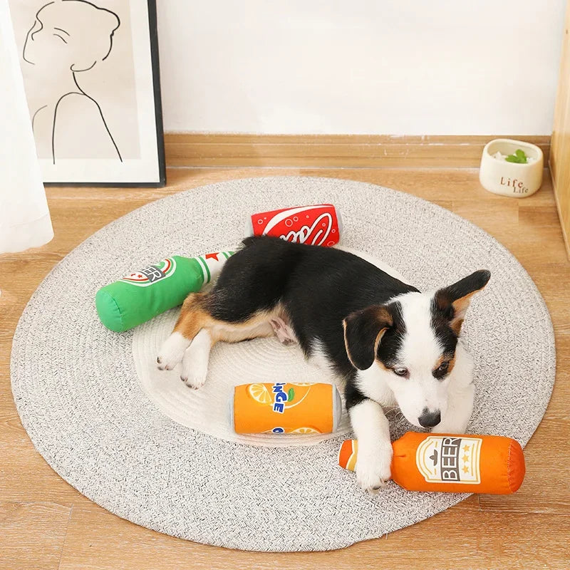 Plush Sounding Toy Beer Bottle Cola Simulation Pet Dog Chewing Toy Puppy Dog Accessories Dog Toys for Large Dogs