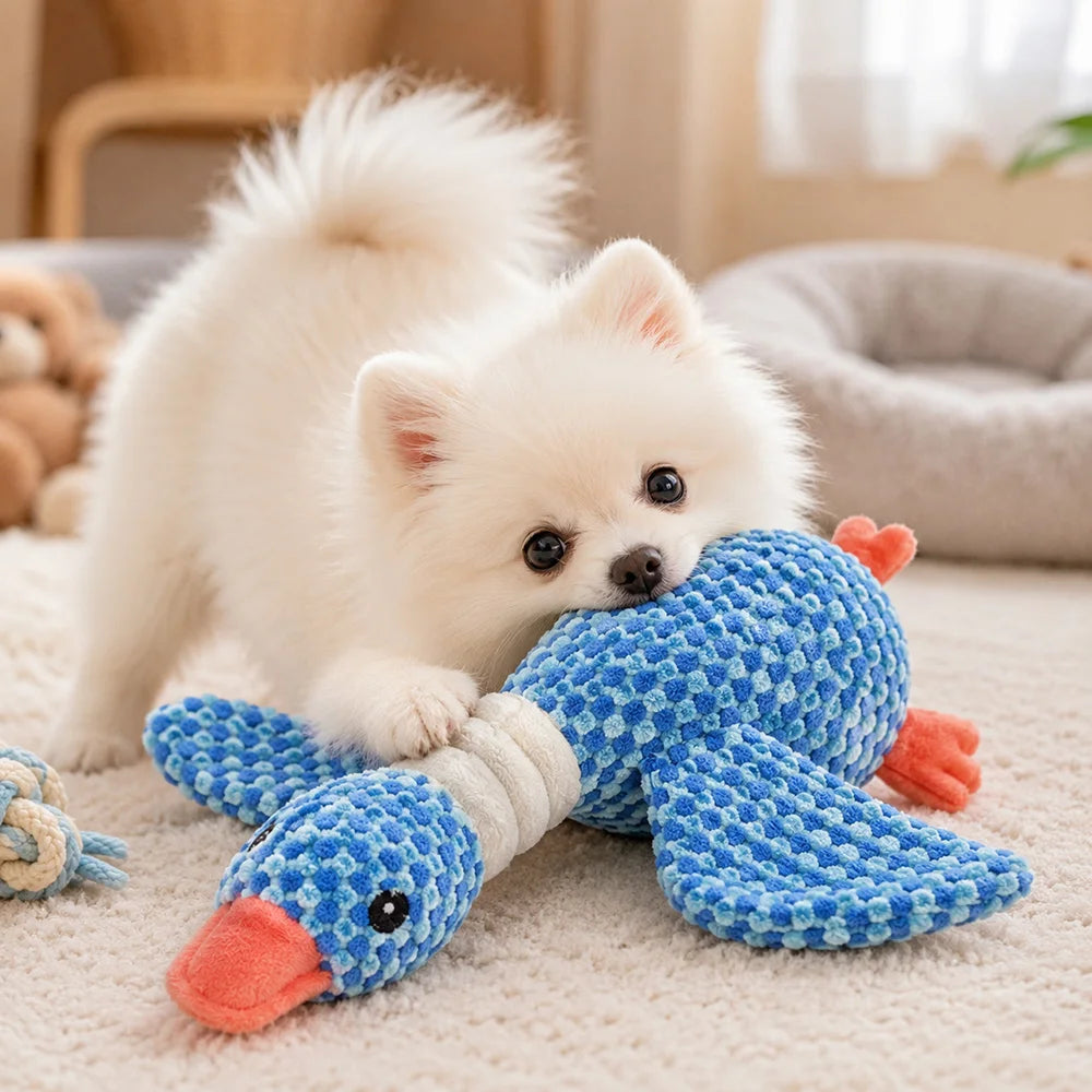 Pet Plush Toy with Squeaker Cat Dog Puzzle Toy Soft Durable Companion Teeth Cleaning Chew Toy Chew Resistant Design
