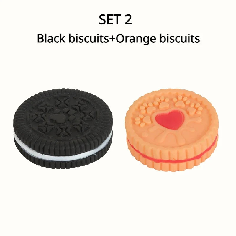 Dog Chewing Toy Simulation Biscuit Cake Anti Bite Latex Plaything Grinding Teeth Cleaning Interactive Training Toys Pet Supplies