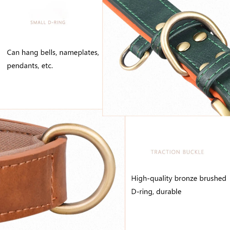 Leather Dog Collar Padded Pet Collars Adjustable Dog Collar Strong& Durable For Small Medium Dogs Pet Shop Bulldog Bull Terrier