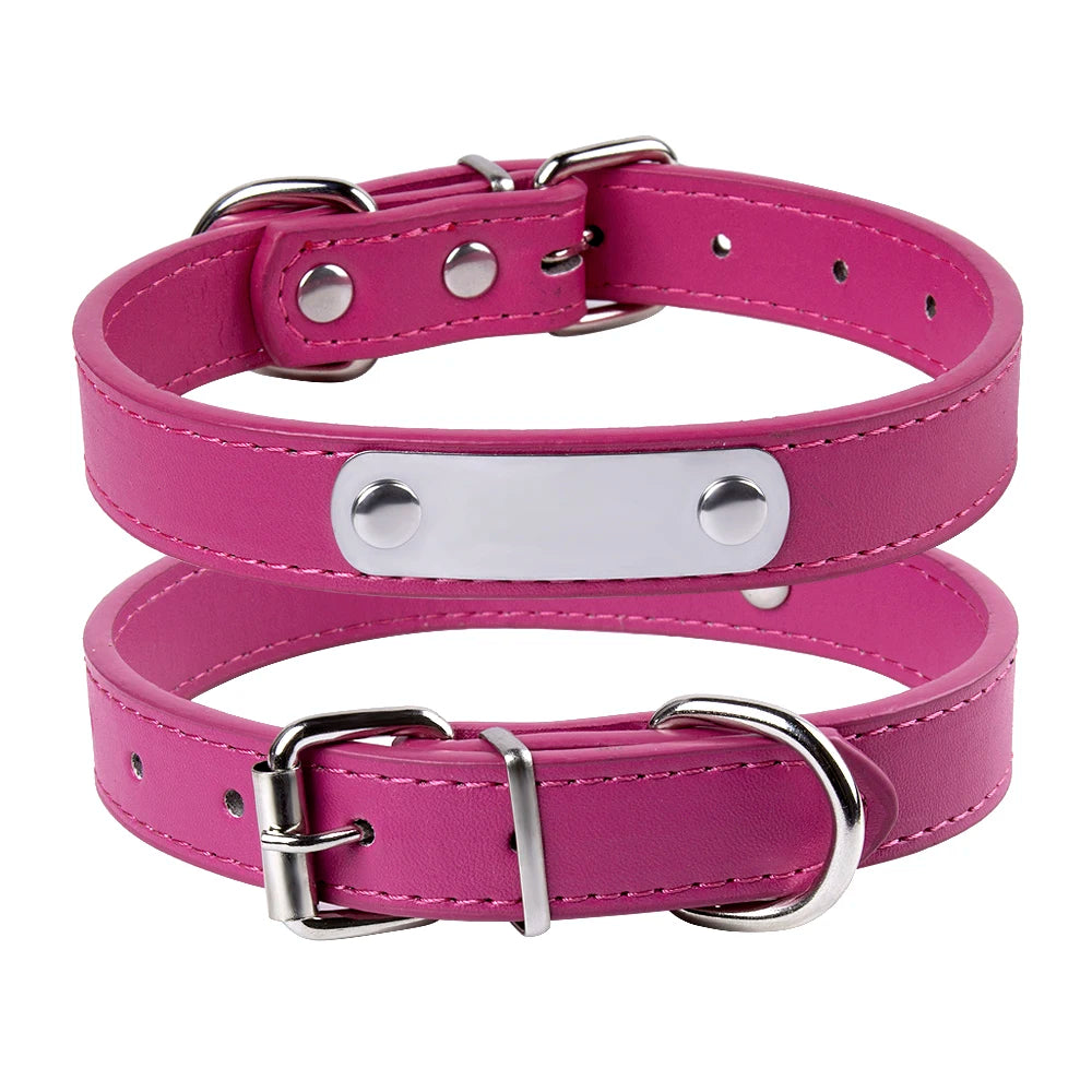 Custom Leather Dog Collar Leash Personalized Pet Collars and Leash Set Durable Leather Collar Lead for Small Medium Large Dogs