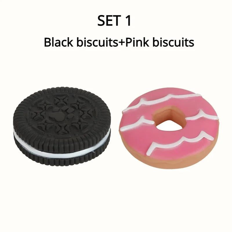 Dog Chewing Toy Simulation Biscuit Cake Anti Bite Latex Plaything Grinding Teeth Cleaning Interactive Training Toys Pet Supplies