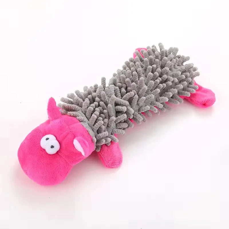 Cute Cartoon Animal Plush Pet Toy Squeaky Durable Chew Resistant Puppy Molar Interactive Play Toys Boredom Relief Dog Chewing