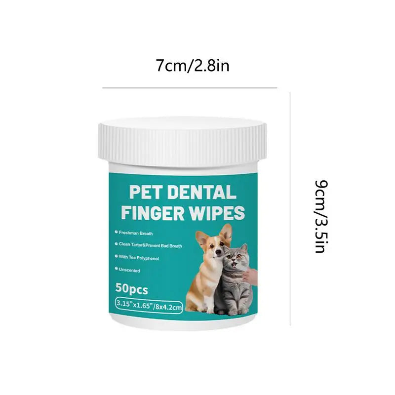 Pet Teeth Cleaning Wipes 50-Pieces Pet Dog Teeth Brushing Wipes For Cleaning Bad Breath Remover Wipes For Outdoors Traveling