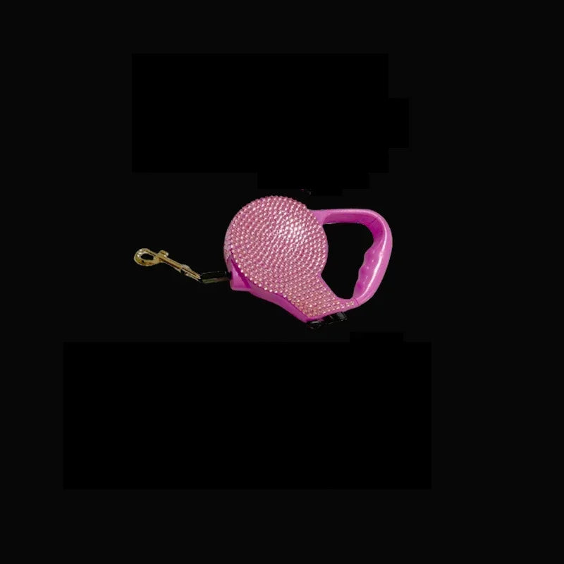 Rhinestone Pet Traction Rope Dog Garbage Bag Dispenser Bone Shaped Portable Pet Cleaning Supplies Retractable Dog Walking Rope