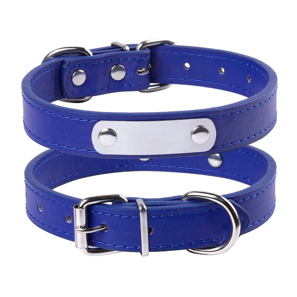 Custom Leather Dog Collar Leash Personalized Pet Collars and Leash Set Durable Leather Collar Lead for Small Medium Large Dogs