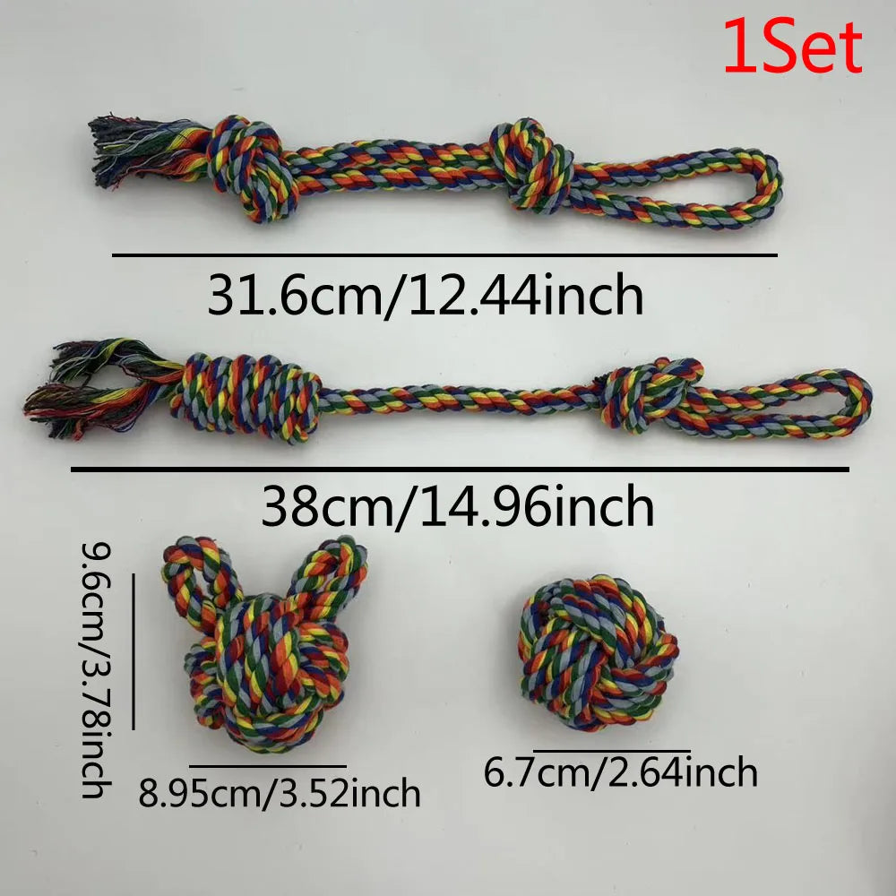 1Set Pet Toy Dog Woven Toys Cartoon Training Teething Pet Rope Dog Rope Knot Grinding Teeth Hand  Chew Toys Rope Toy
