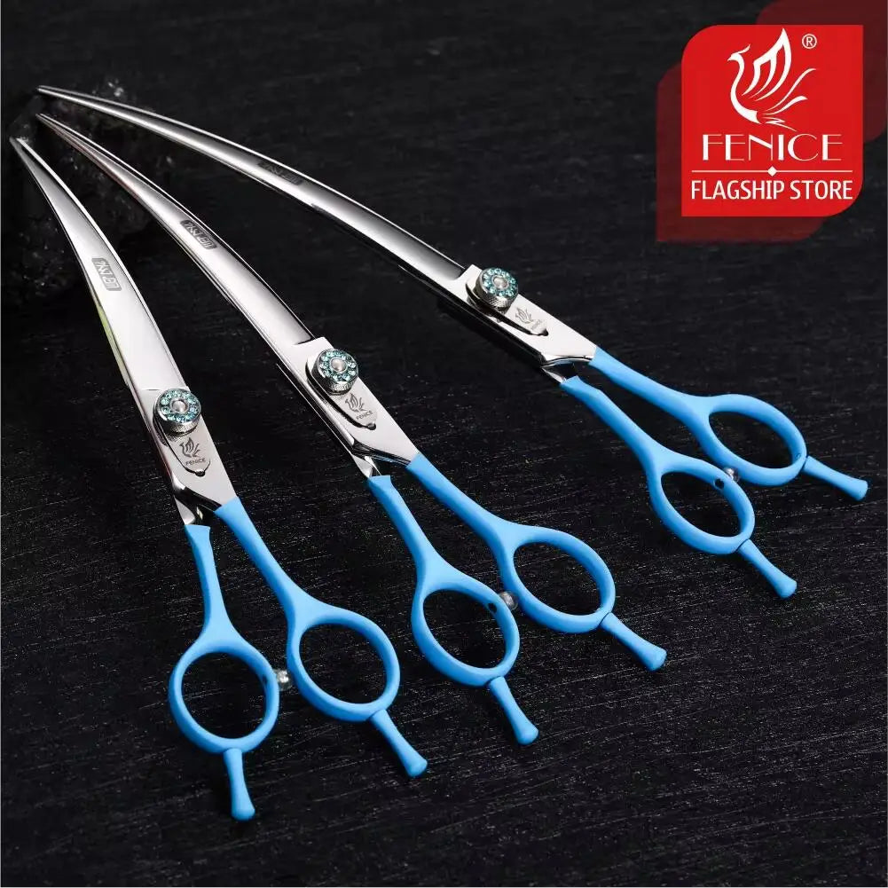 Fenice 7.0/7.5 inch Professional Pet Grooming Scissors,Curved Shears,Japan 440C ,Colorful Scissor,for Dog Hairdressing Groomer