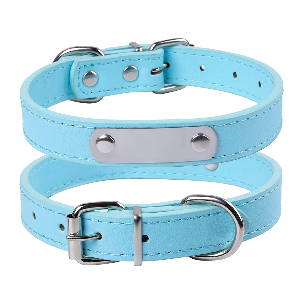 Custom Leather Dog Collar Leash Personalized Pet Collars and Leash Set Durable Leather Collar Lead for Small Medium Large Dogs