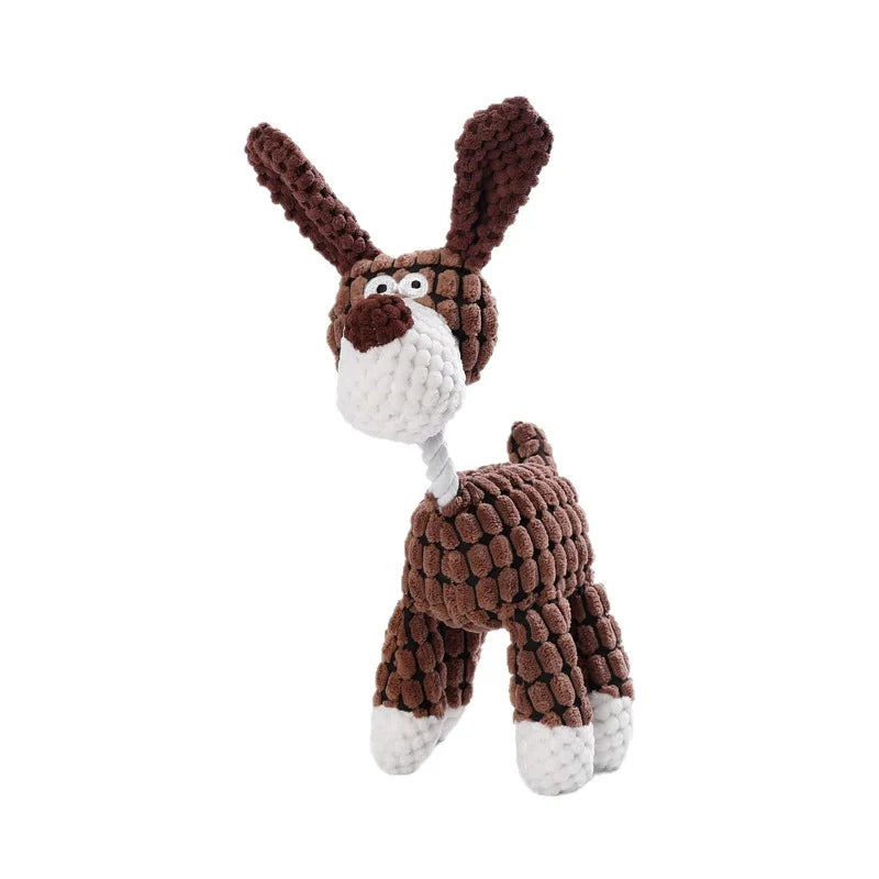 Cute Cartoon Animal Plush Pet Toy Squeaky Durable Chew Resistant Puppy Molar Interactive Play Toys Boredom Relief Dog Chewing