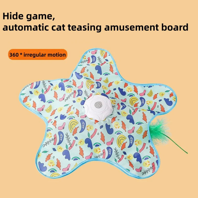 Motion Activated Interactive Cat Toy Hide And Seek Squeaky Mouse Toy Concealed Feather Teaser Automatic Play Kitten