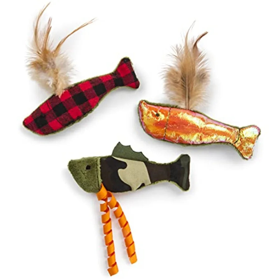 3 Count Fish Friends Crinkle Catnip Cat Toys - Multi Color 3 Count