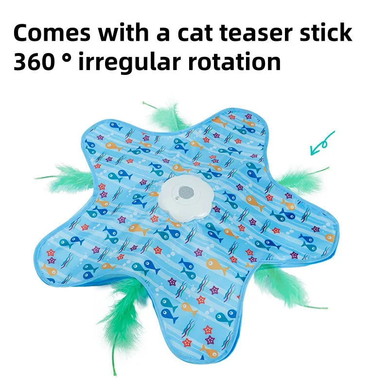 Motion Activated Interactive Cat Toy Hide And Seek Squeaky Mouse Toy Concealed Feather Teaser Automatic Play Kitten