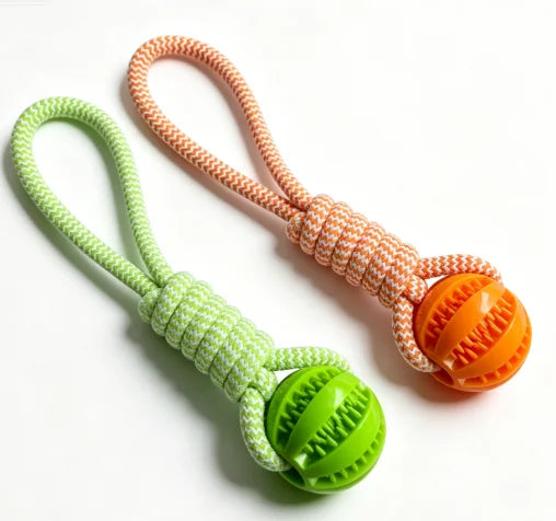 with Leaking Food Ball Interactive Tug of War Chew Toy Teeth Cleaning Bite Resistant Cotton Rope Toy for Small Medium Large Dogs
