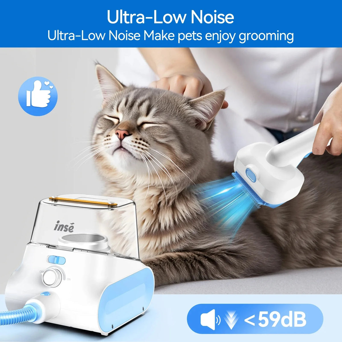 INSE P30 Dog Grooming Vacuum Ultra-Low Noise Pet Grooming Kits with 4.5L Large Capacity Dust Box Pet Clipper for Pet Hair Clean