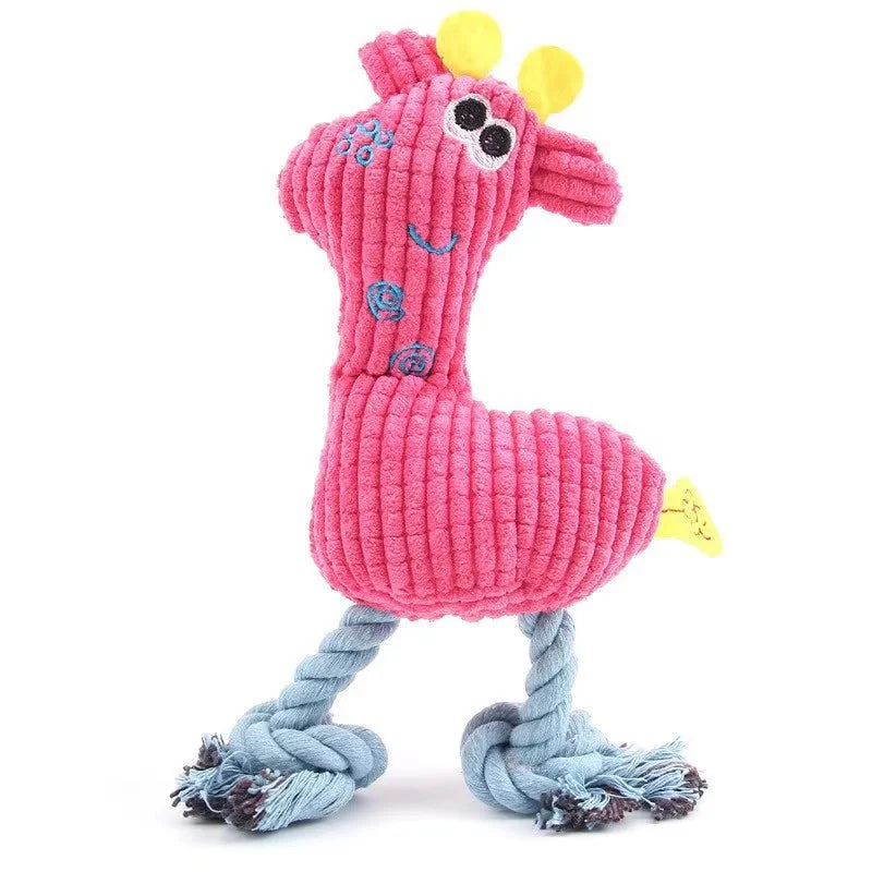 Cute Cartoon Animal Plush Pet Toy Squeaky Durable Chew Resistant Puppy Molar Interactive Play Toys Boredom Relief Dog Chewing