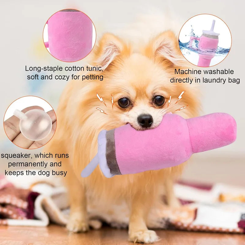 Safe Squeaky Dog Cup Toy Pink - Durable Chew Toy for Small/Medium/Large Aggressive Chewers Birthday & Exercise